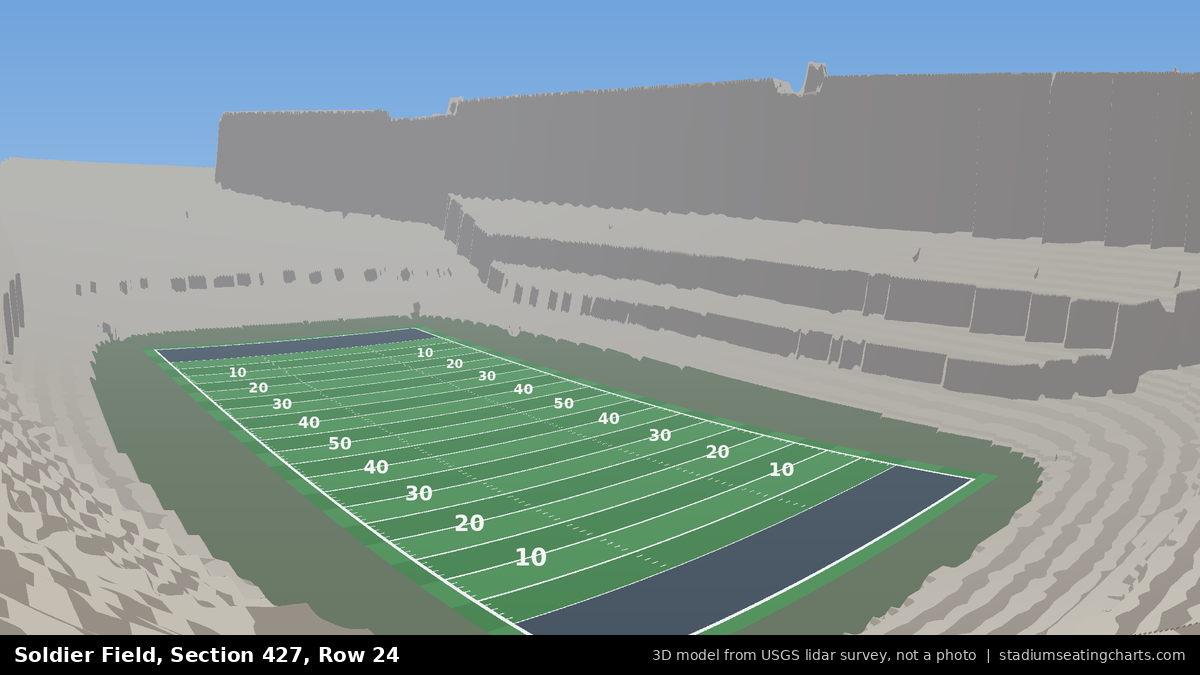 View from Soldier Field Section 427, Row 24, looking toward the field
