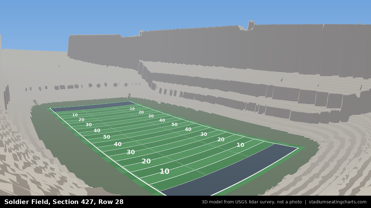 View from Soldier Field Section 427, Row 28, looking toward the field