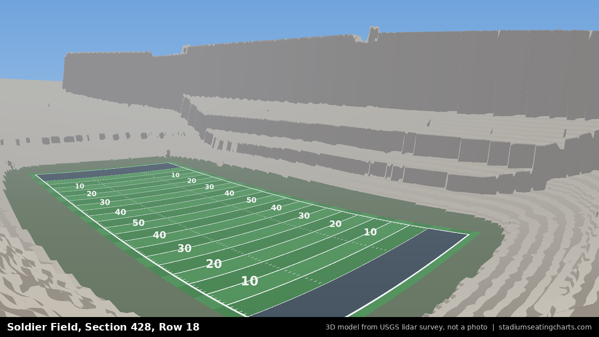 View from Soldier Field Section 428, Row 18, looking toward the field