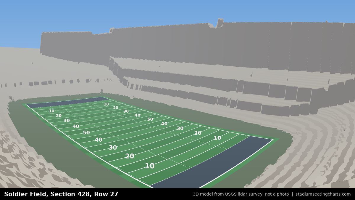 View from Soldier Field Section 428, Row 27, looking toward the field