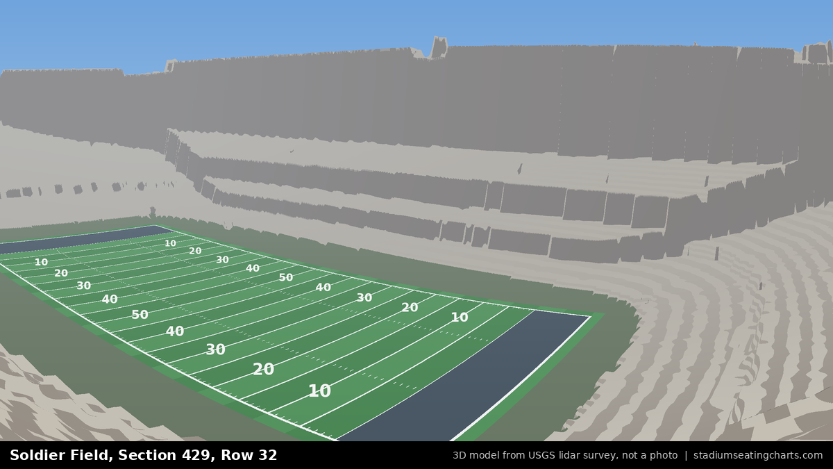 View from Soldier Field Section 429, Row 32, looking toward the field