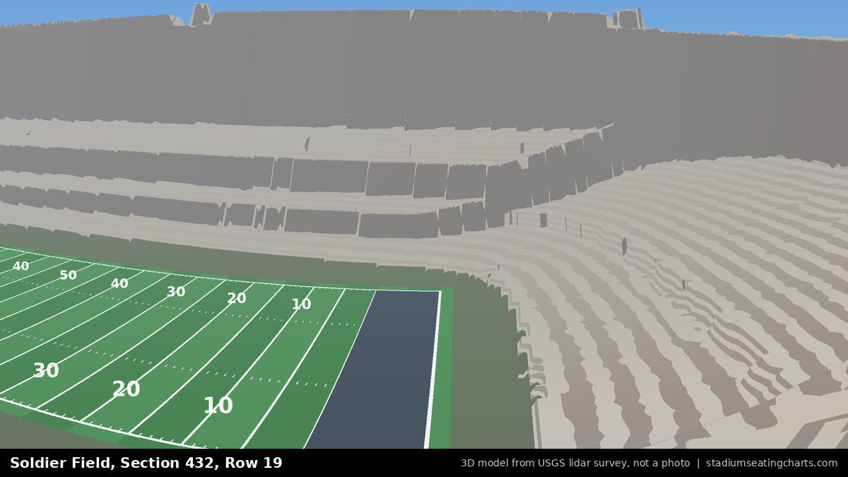 View from Soldier Field Section 432, Row 19, looking toward the field