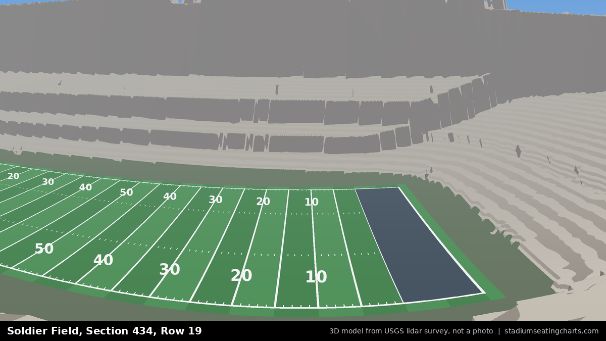 View from Soldier Field Section 434, Row 19, looking toward the field