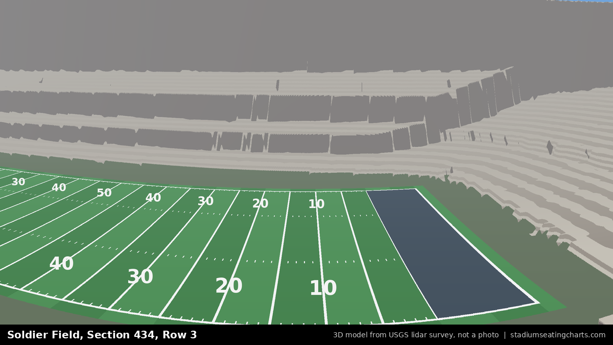 View from Soldier Field Section 434, Row 3, looking toward the field