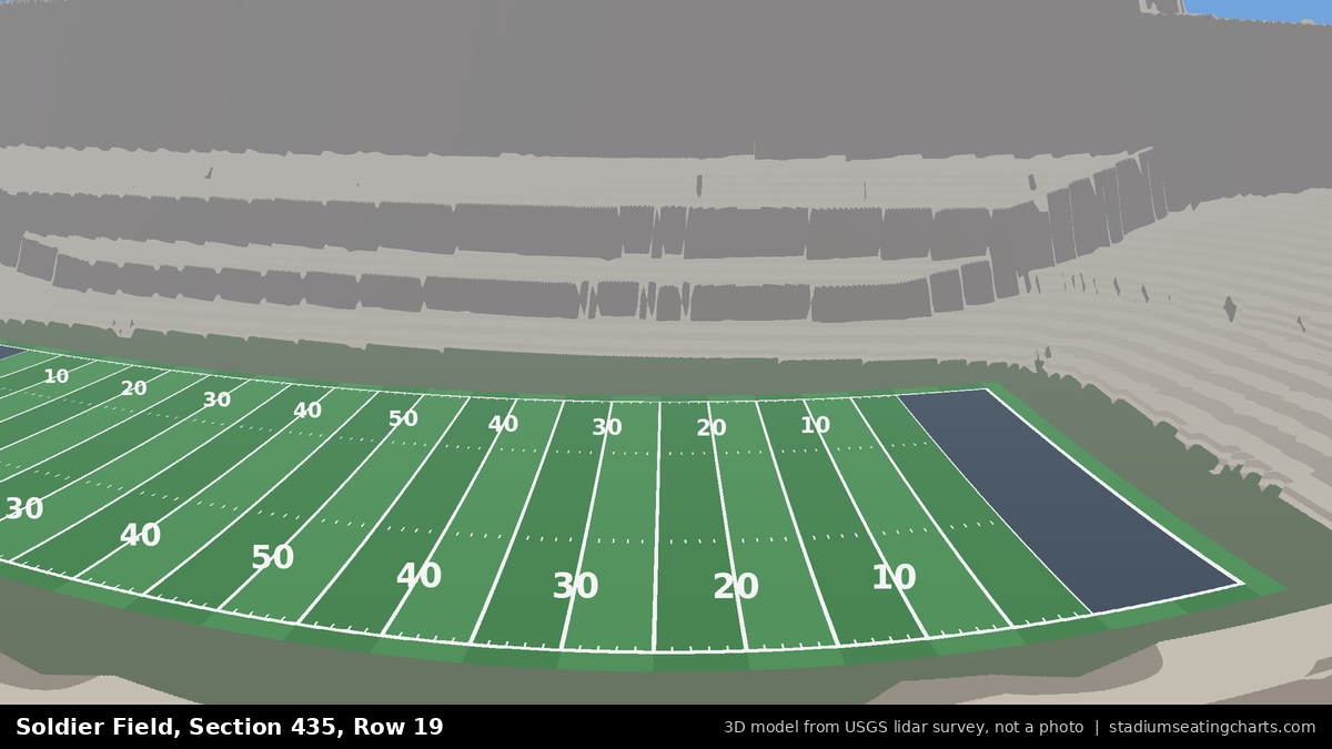 View from Soldier Field Section 435, Row 19, looking toward the field