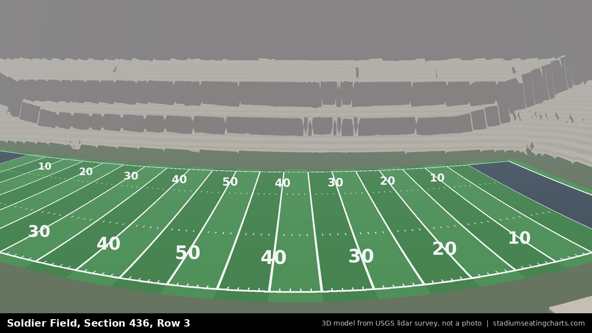 View from Soldier Field Section 436, Row 3, looking toward the field