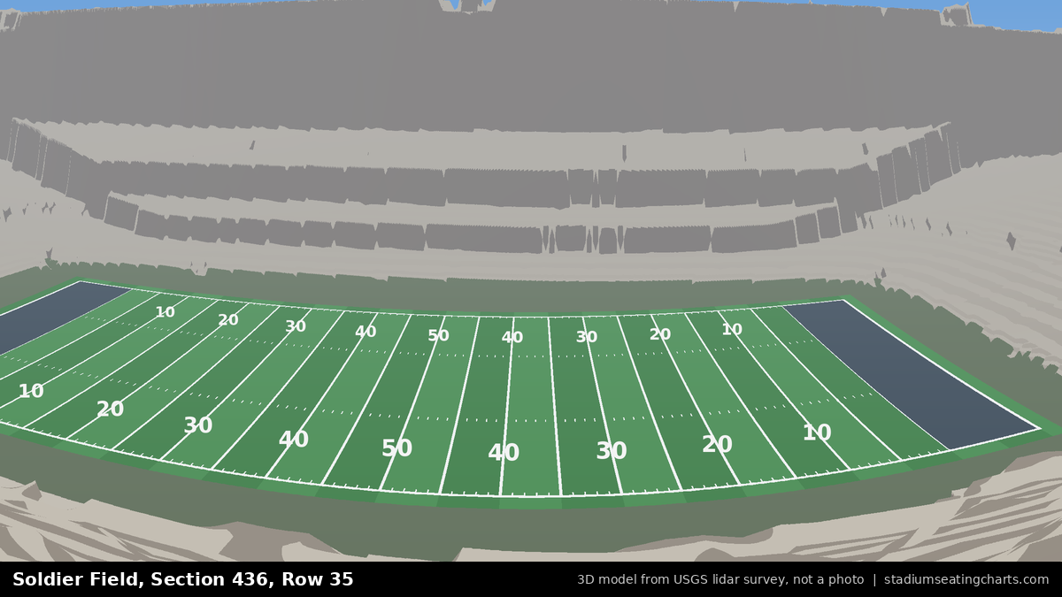 View from Soldier Field Section 436, Row 35, looking toward the field