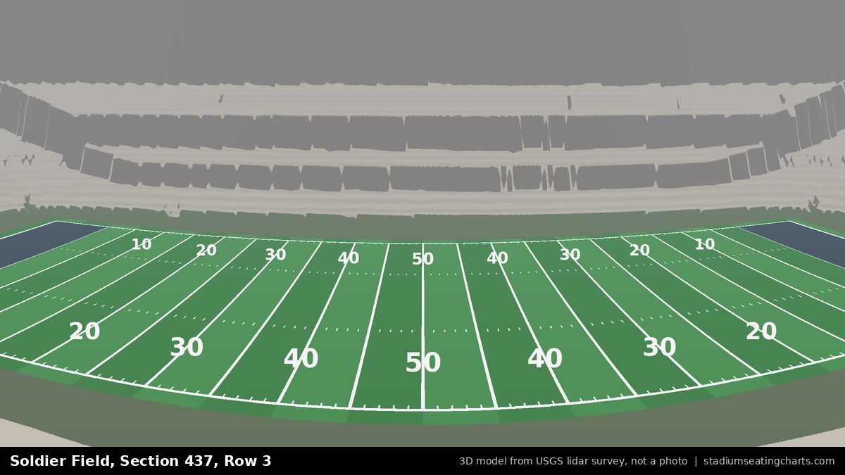 View from Soldier Field Section 437, Row 3, looking toward the field