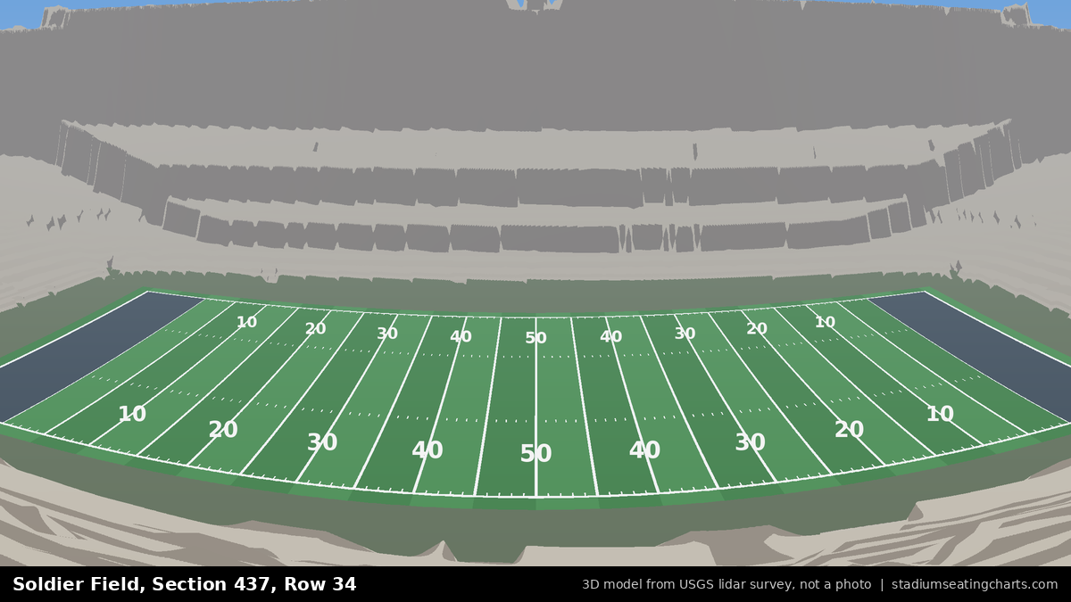 View from Soldier Field Section 437, Row 34, looking toward the field