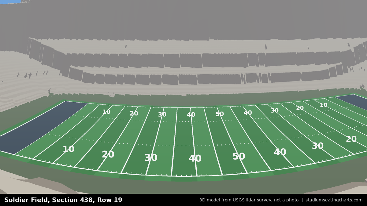 View from Soldier Field Section 438, Row 19, looking toward the field