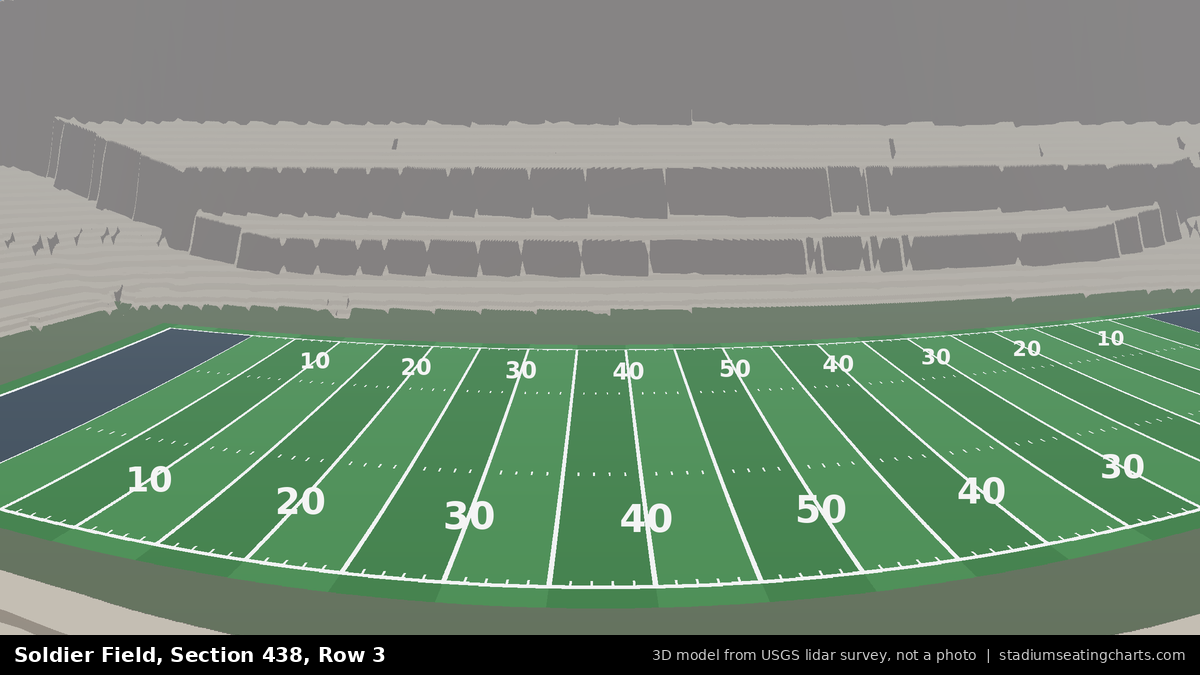 View from Soldier Field Section 438, Row 3, looking toward the field