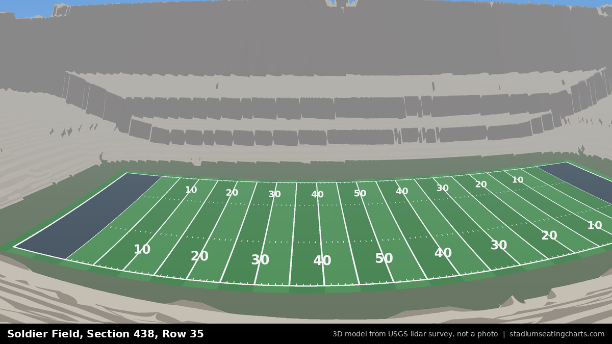 View from Soldier Field Section 438, Row 35, looking toward the field