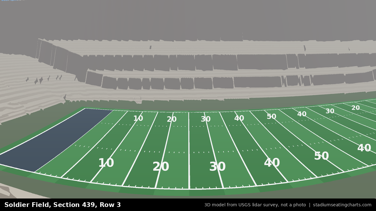 View from Soldier Field Section 439, Row 3, looking toward the field