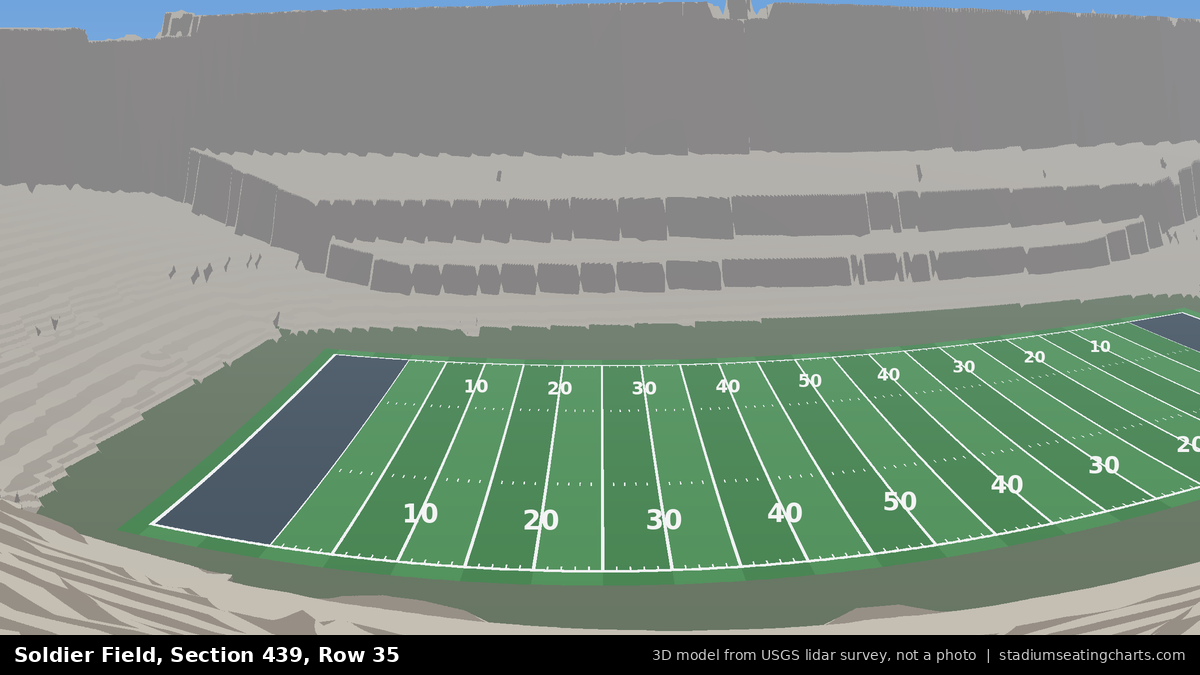 View from Soldier Field Section 439, Row 35, looking toward the field