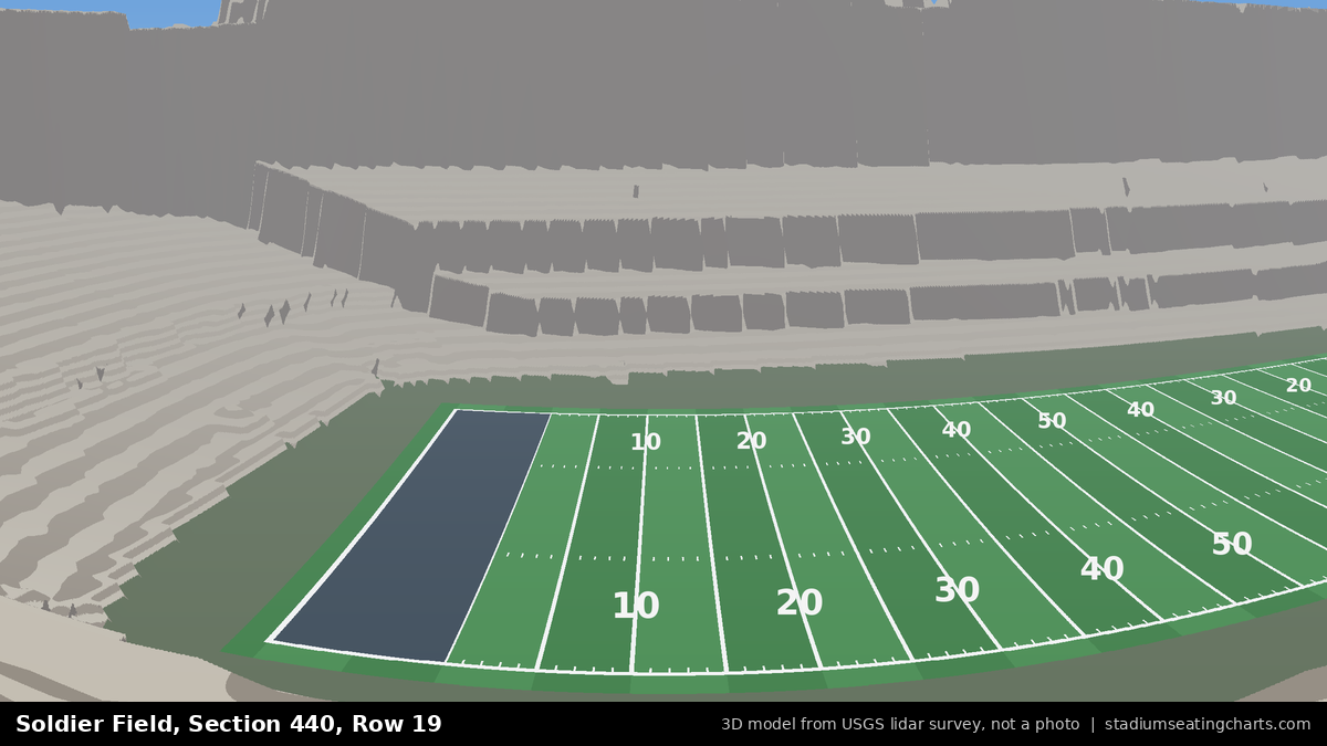 View from Soldier Field Section 440, Row 19, looking toward the field