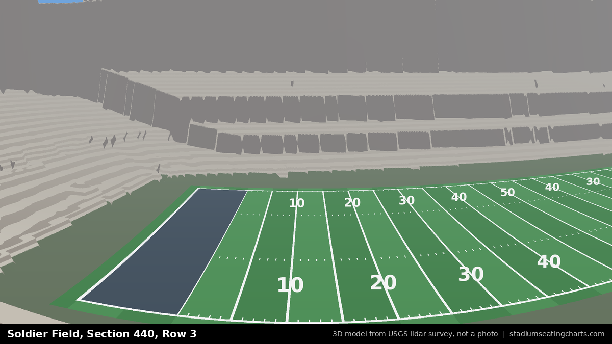 View from Soldier Field Section 440, Row 3, looking toward the field