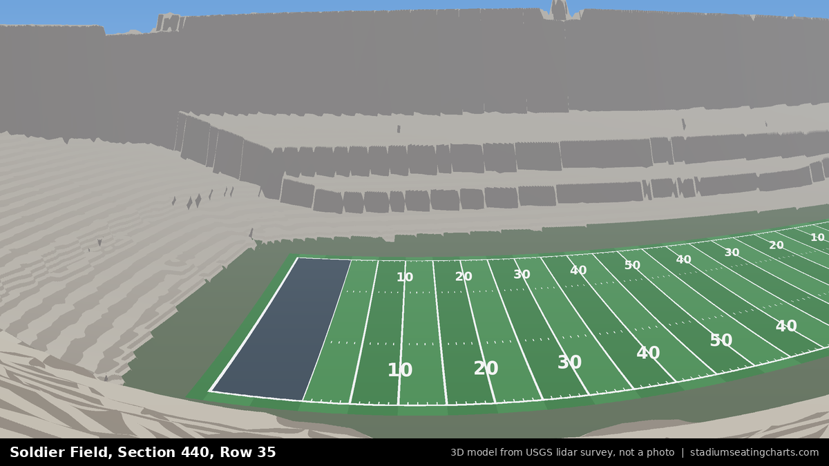 View from Soldier Field Section 440, Row 35, looking toward the field