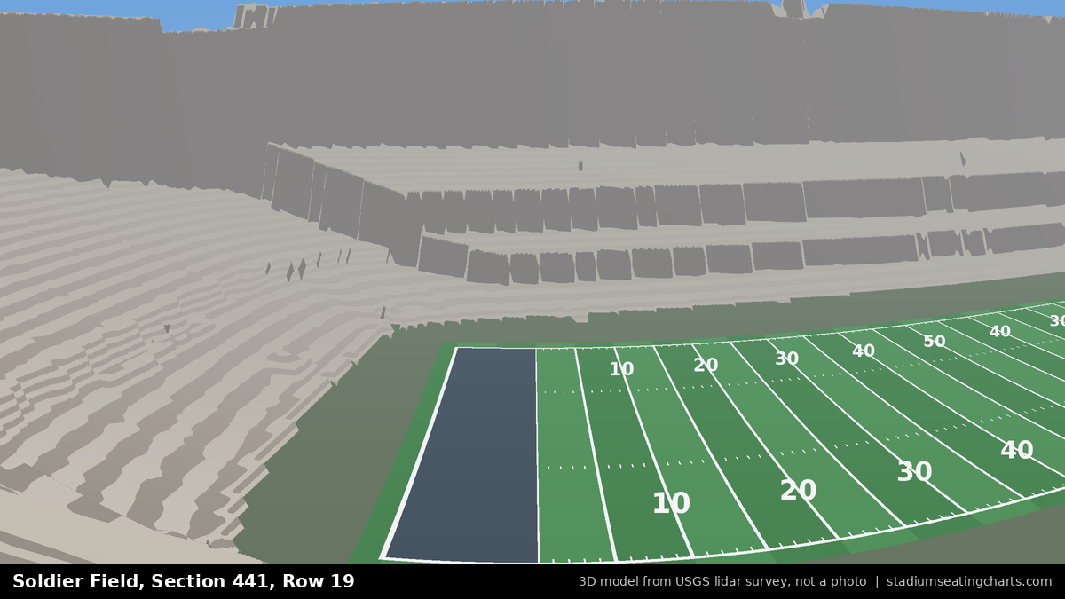 View from Soldier Field Section 441, Row 19, looking toward the field