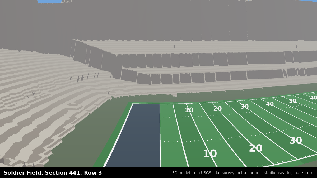 View from Soldier Field Section 441, Row 3, looking toward the field