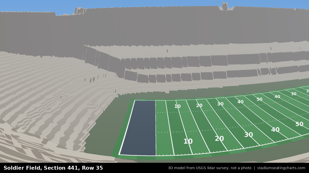 View from Soldier Field Section 441, Row 35, looking toward the field