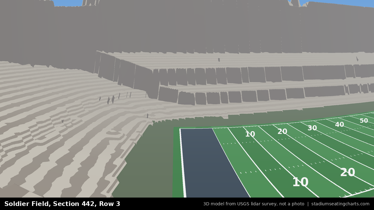 View from Soldier Field Section 442, Row 3, looking toward the field