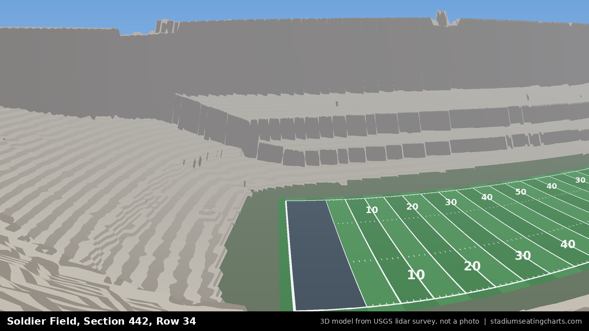 View from Soldier Field Section 442, Row 34, looking toward the field