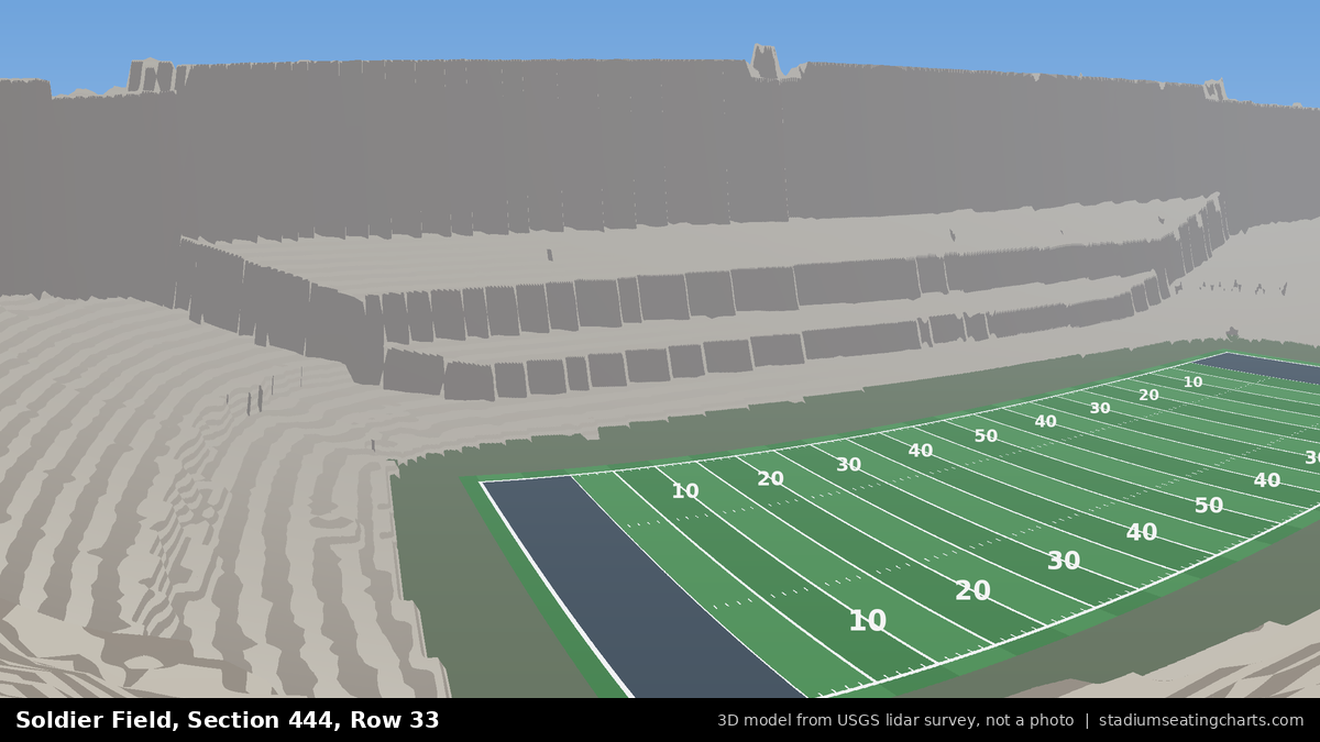 View from Soldier Field Section 444, Row 33, looking toward the field