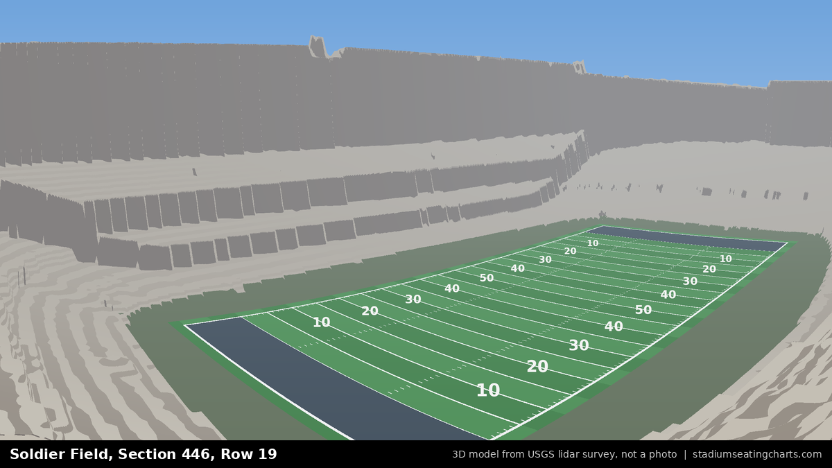 View from Soldier Field Section 446, Row 19, looking toward the field