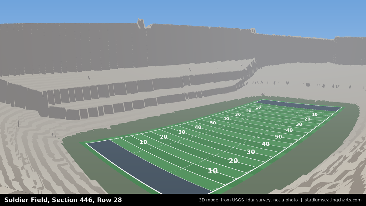 View from Soldier Field Section 446, Row 28, looking toward the field