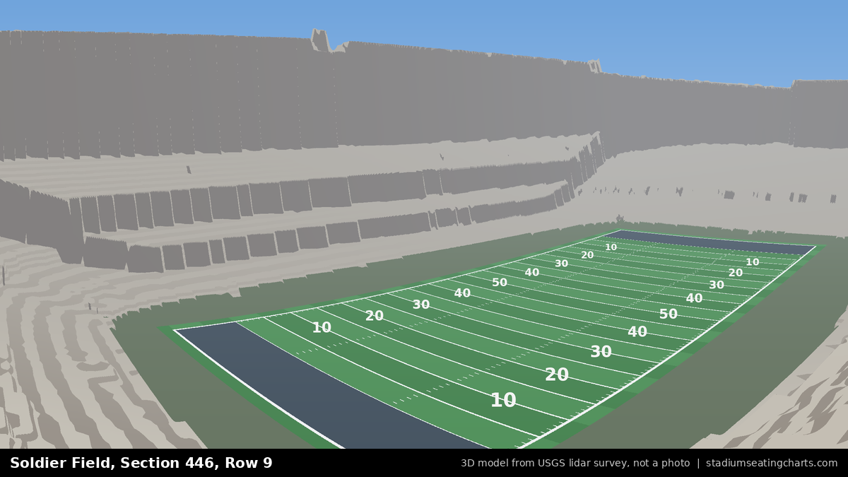 View from Soldier Field Section 446, Row 9, looking toward the field