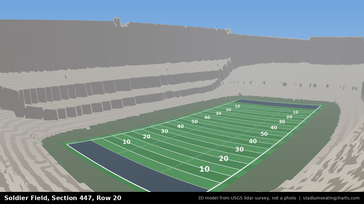 View from Soldier Field Section 447, Row 20, looking toward the field