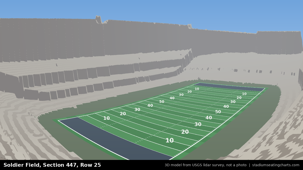 View from Soldier Field Section 447, Row 25, looking toward the field