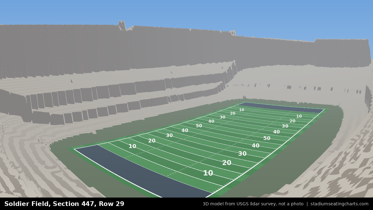 View from Soldier Field Section 447, Row 29, looking toward the field