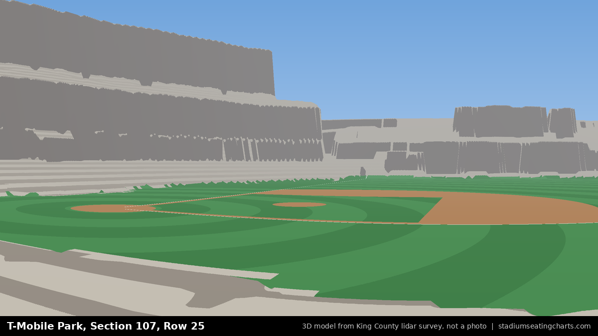 View from T-Mobile Park Section 107, Row 25, looking toward the pitcher's mound