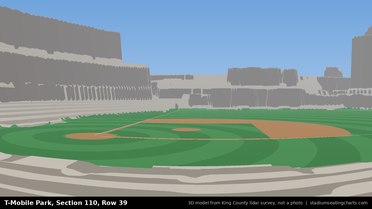 View from T-Mobile Park Section 110, Row 39, looking toward the pitcher's mound