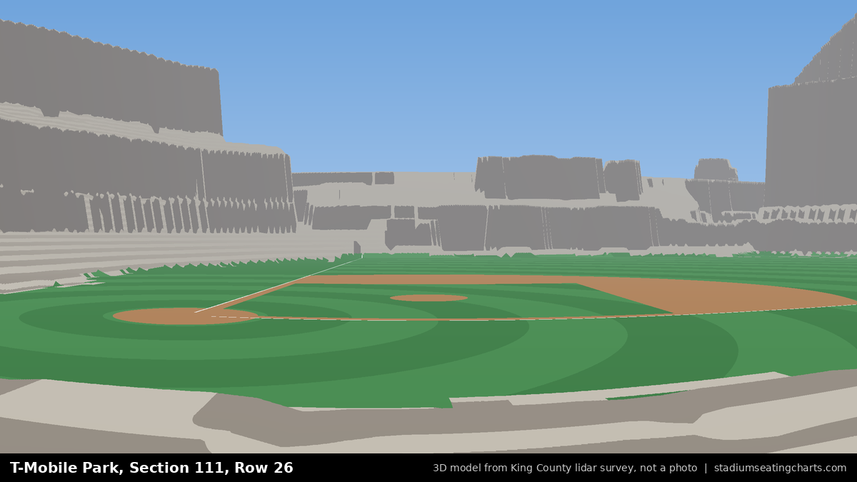 View from T-Mobile Park Section 111, Row 26, looking toward the pitcher's mound