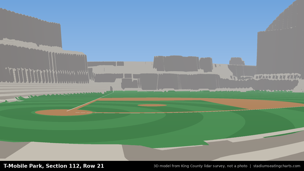 View from T-Mobile Park Section 112, Row 21, looking toward the pitcher's mound