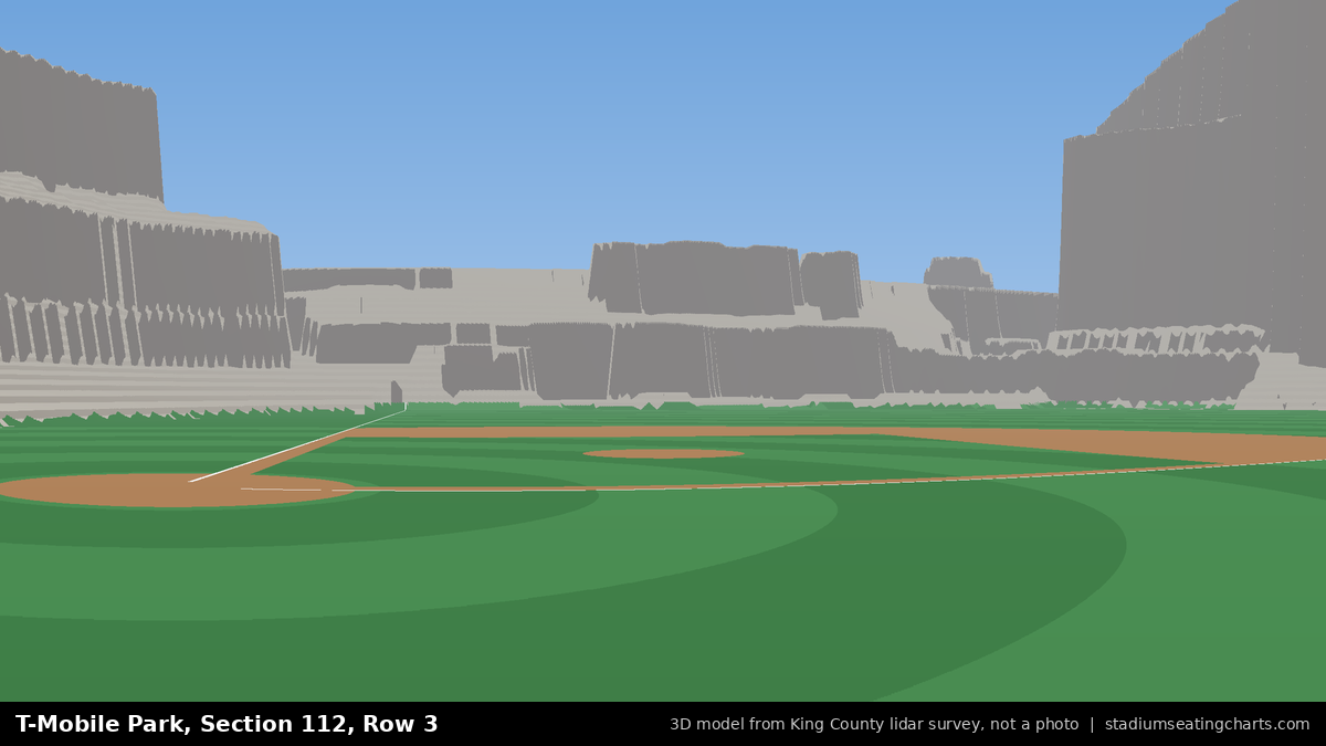 View from T-Mobile Park Section 112, Row 3, looking toward the pitcher's mound