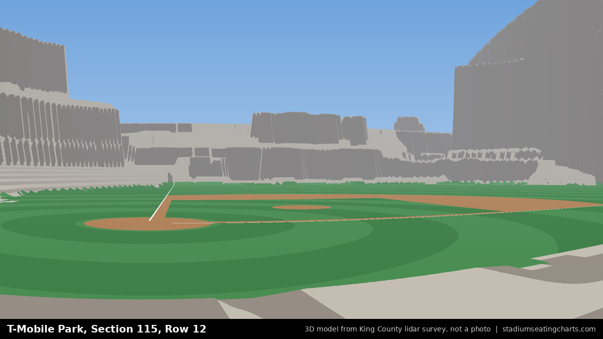 View from T-Mobile Park Section 115, Row 12, looking toward the pitcher's mound