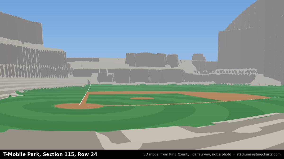 View from T-Mobile Park Section 115, Row 24, looking toward the pitcher's mound