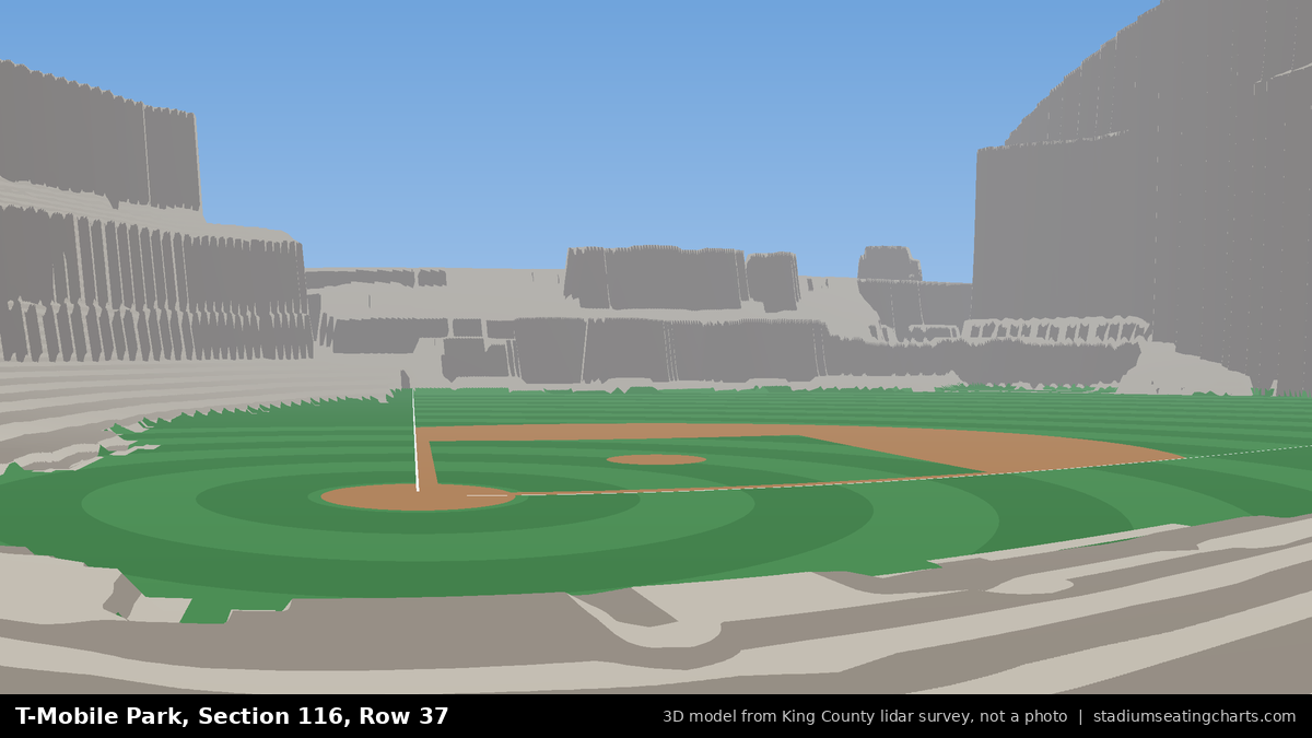 View from T-Mobile Park Section 116, Row 37, looking toward the pitcher's mound
