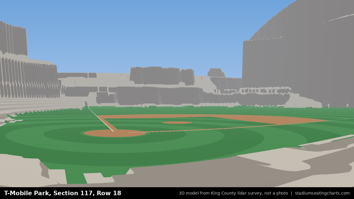 View from T-Mobile Park Section 117, Row 18, looking toward the pitcher's mound