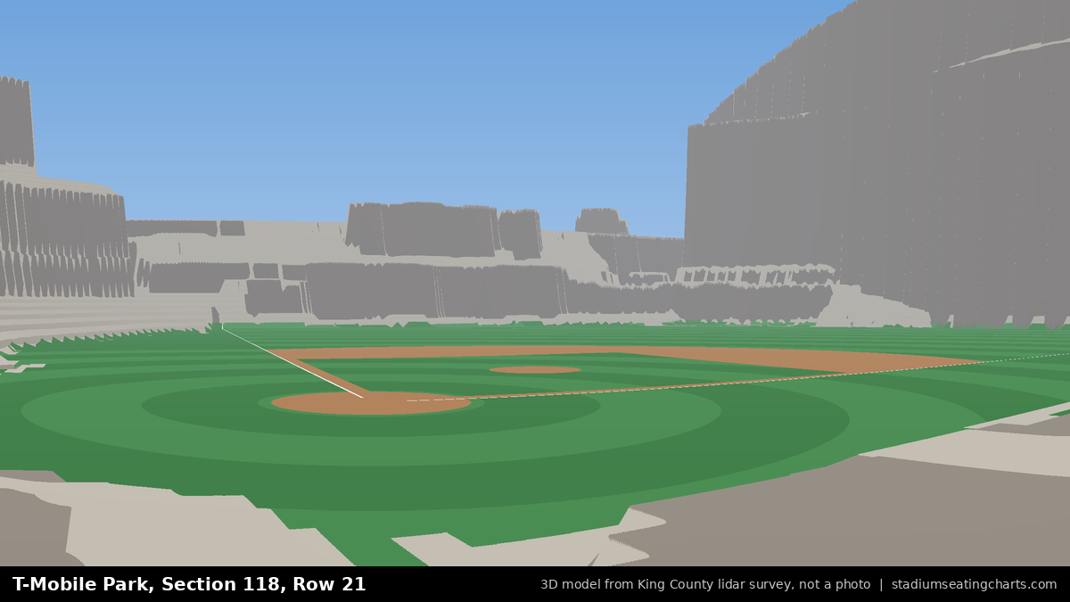 View from T-Mobile Park Section 118, Row 21, looking toward the pitcher's mound