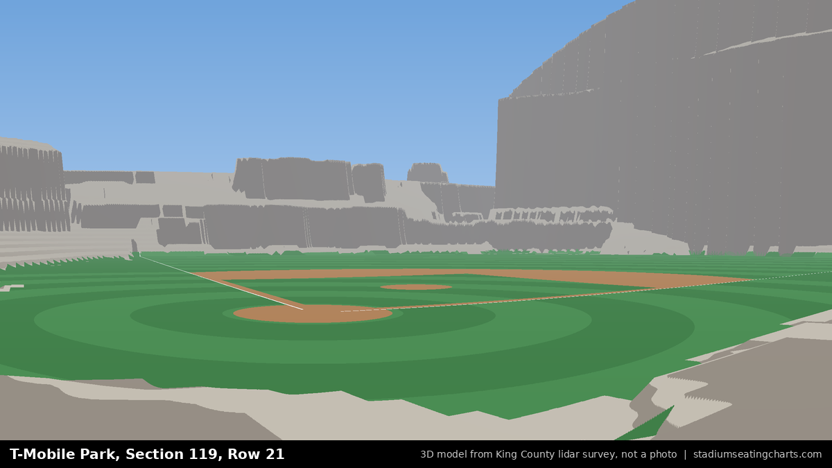 View from T-Mobile Park Section 119, Row 21, looking toward the pitcher's mound