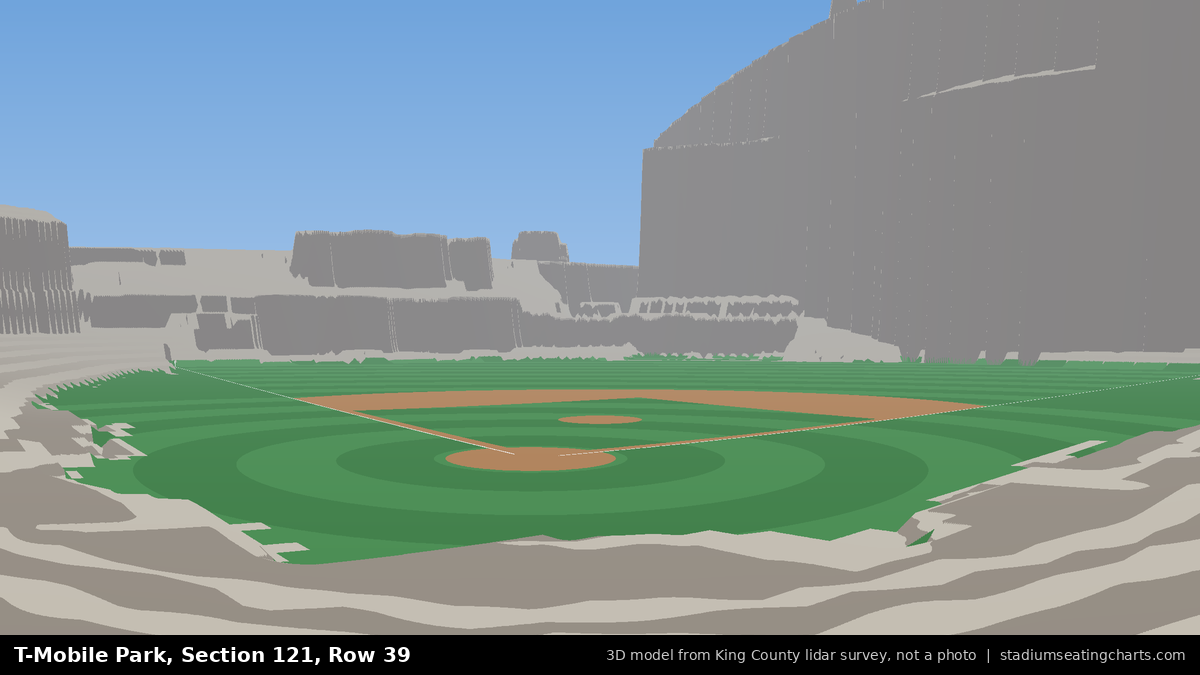 View from T-Mobile Park Section 121, Row 39, looking toward the pitcher's mound