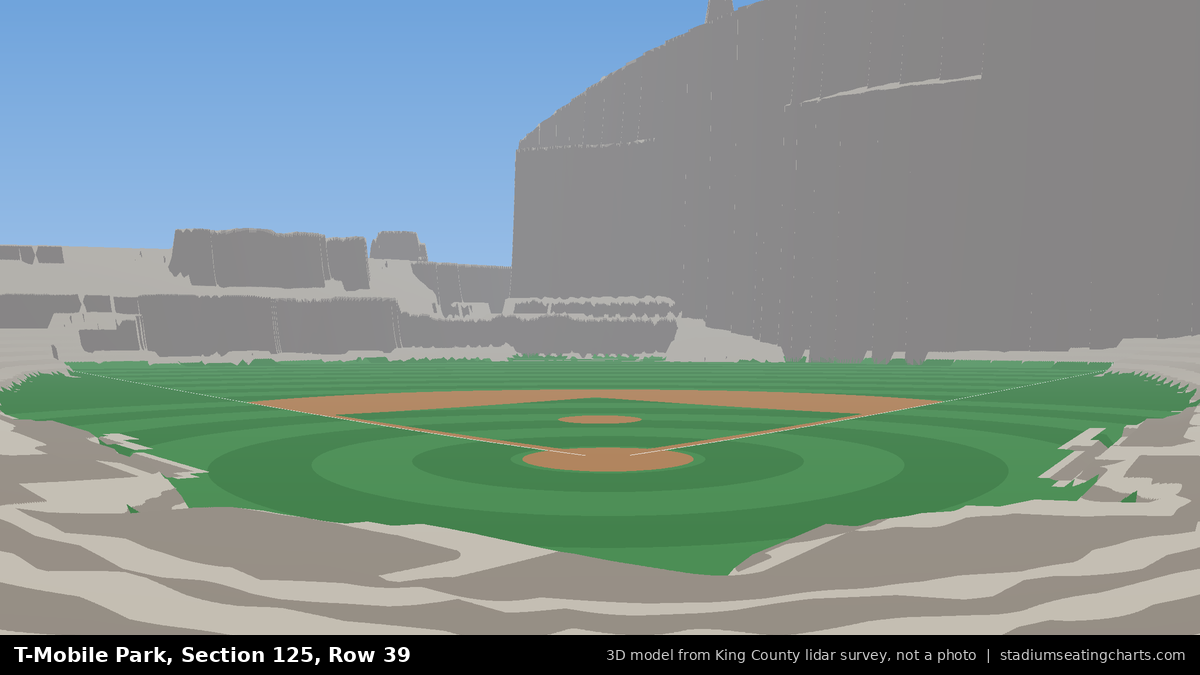 View from T-Mobile Park Section 125, Row 39, looking toward the pitcher's mound