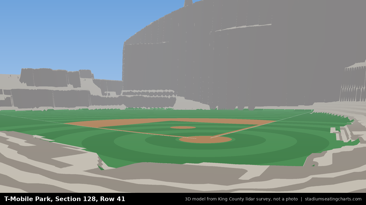 View from T-Mobile Park Section 128, Row 41, looking toward the pitcher's mound