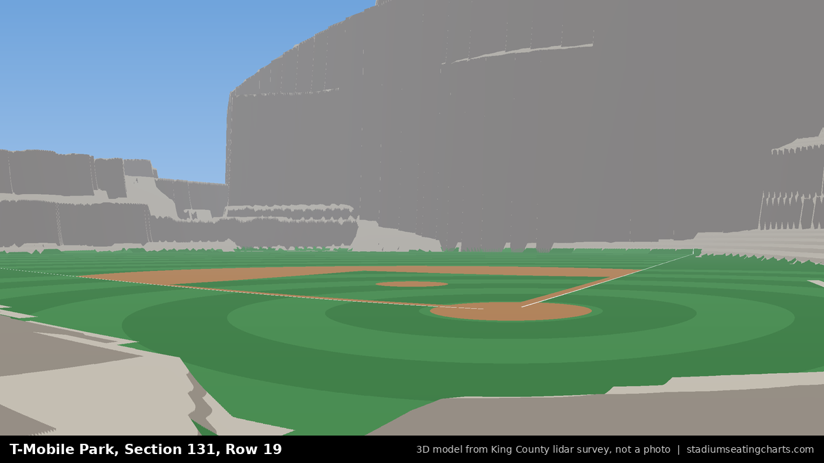 View from T-Mobile Park Section 131, Row 19, looking toward the pitcher's mound