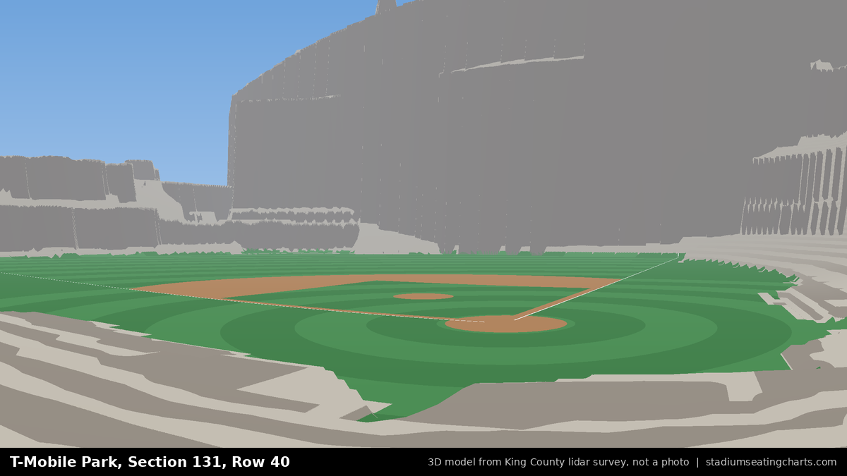View from T-Mobile Park Section 131, Row 40, looking toward the pitcher's mound