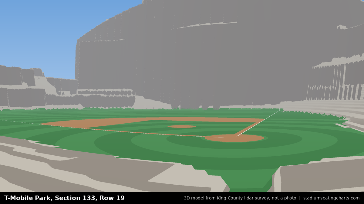 View from T-Mobile Park Section 133, Row 19, looking toward the pitcher's mound